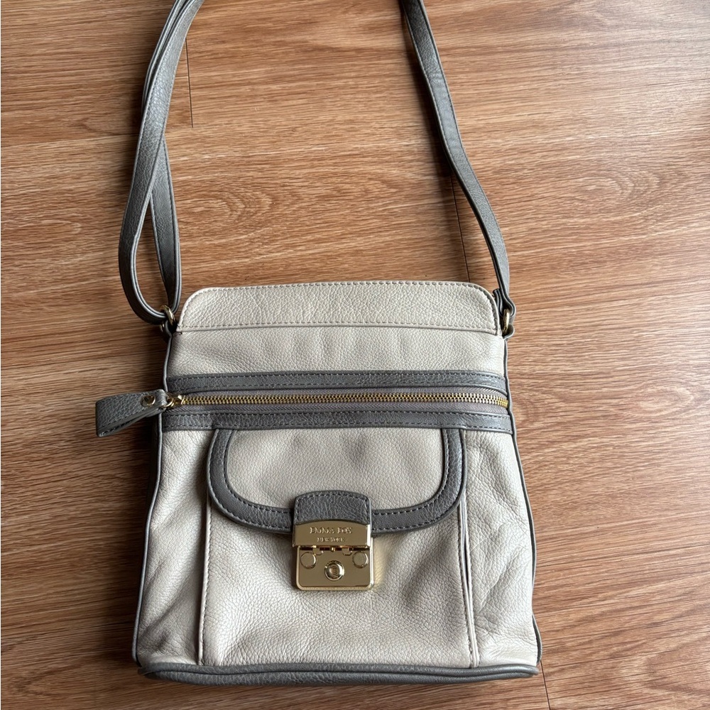 Emma Fox Chic Gray and Cream Crossbody Bag